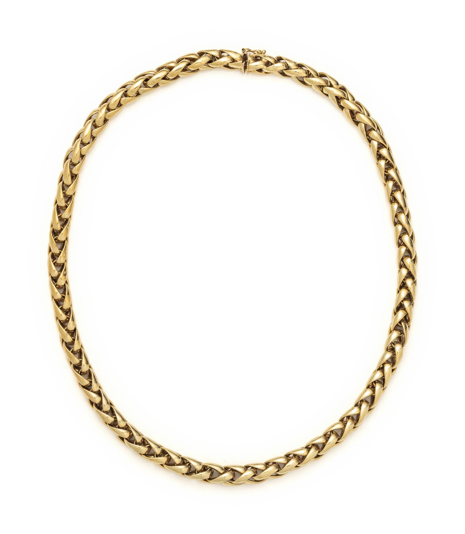 YELLOW GOLD WHEAT LINK NECKLACE