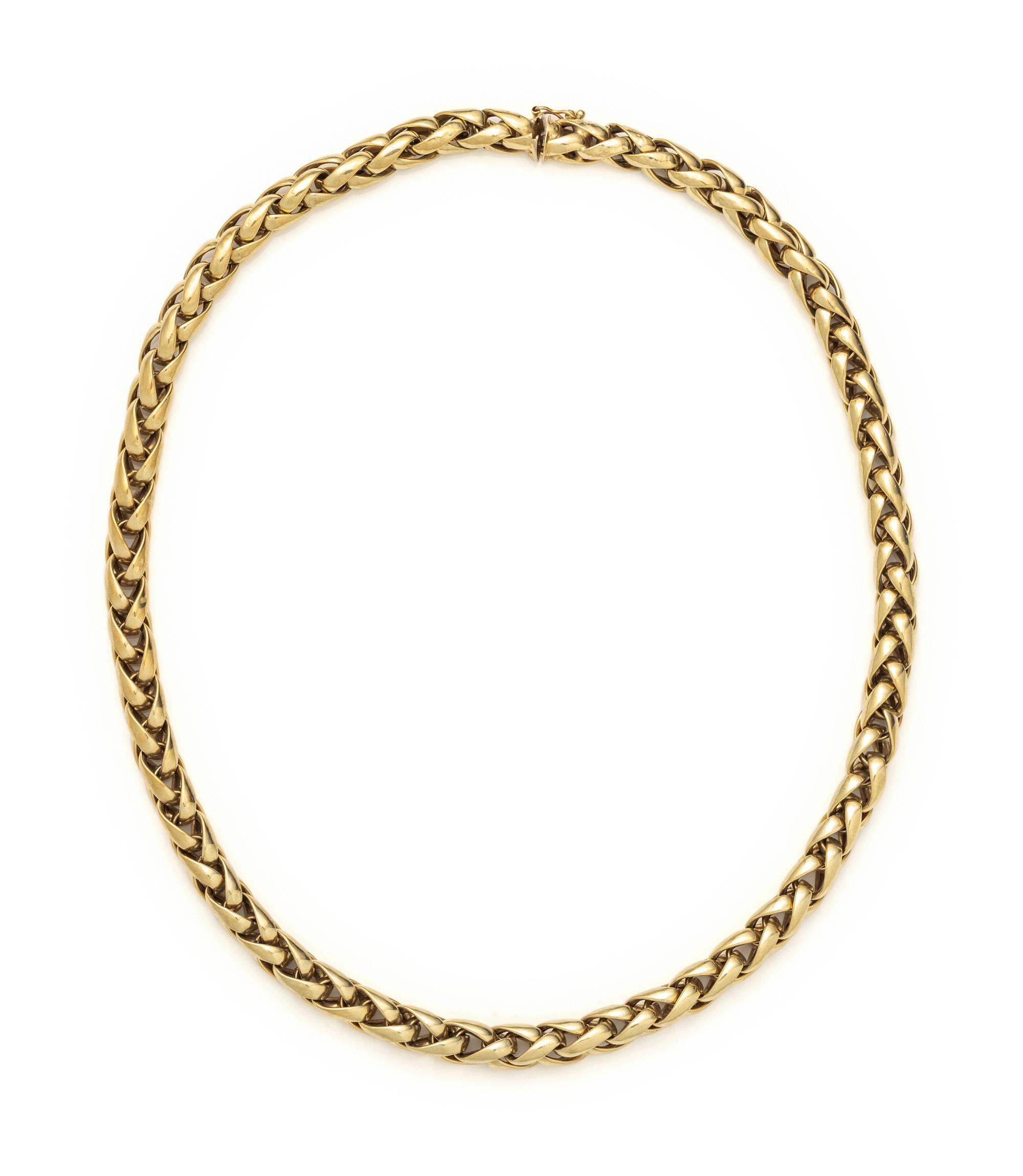 YELLOW GOLD WHEAT LINK NECKLACE
