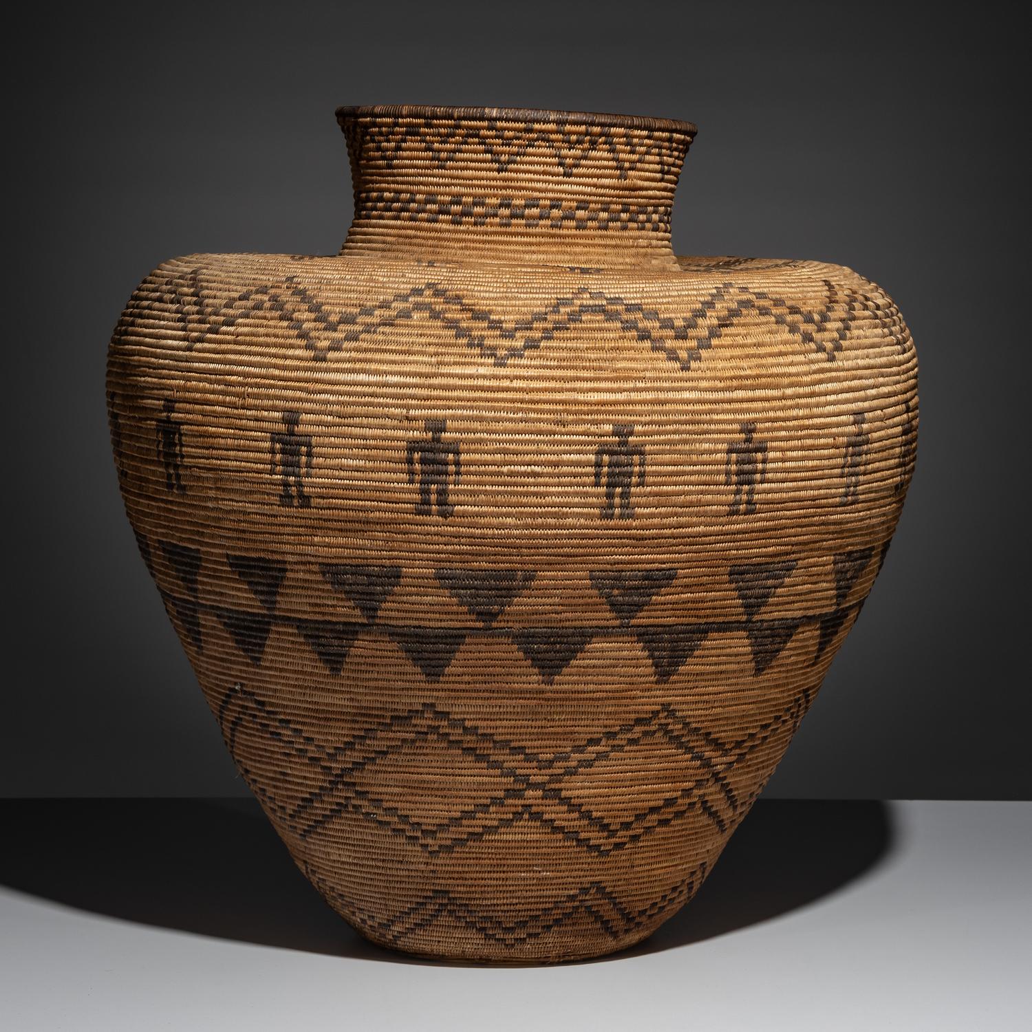 Western Apache Basketry Olla, with Human Figures
