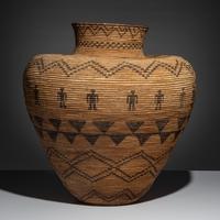 Western Apache Basketry Olla, with Human Figures