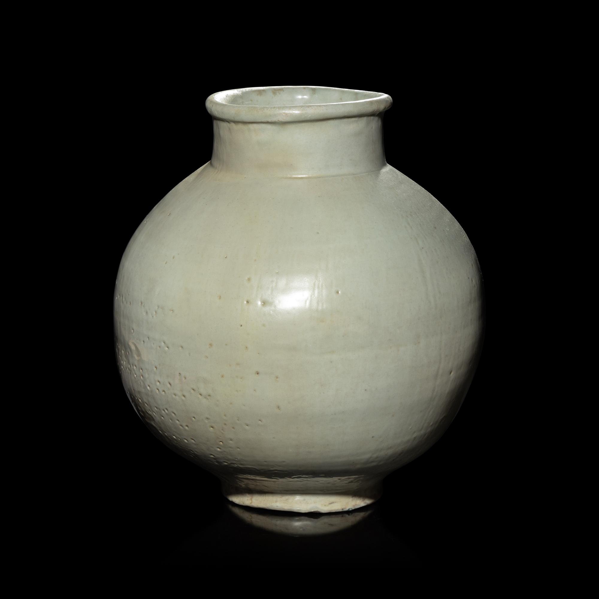A Korean White Glazed Jar, Joseon Dynasty, 18th Century