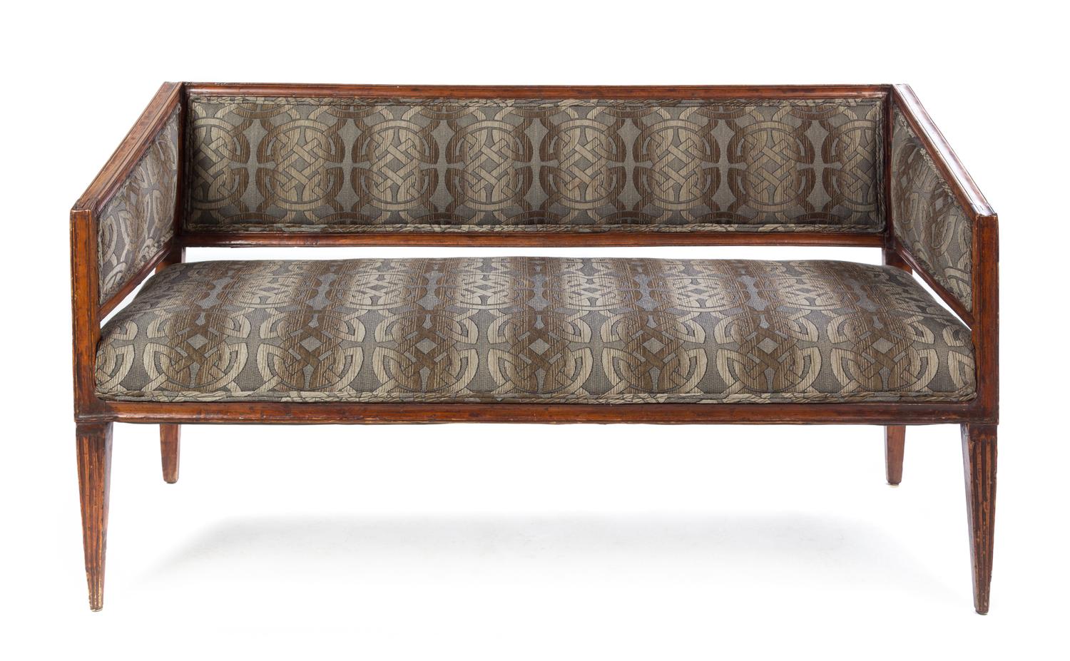An Italian Walnut Settee Height 31 1/2 x width 59 3/8 x depth 23 3/4 inches. — 18TH CENTURY