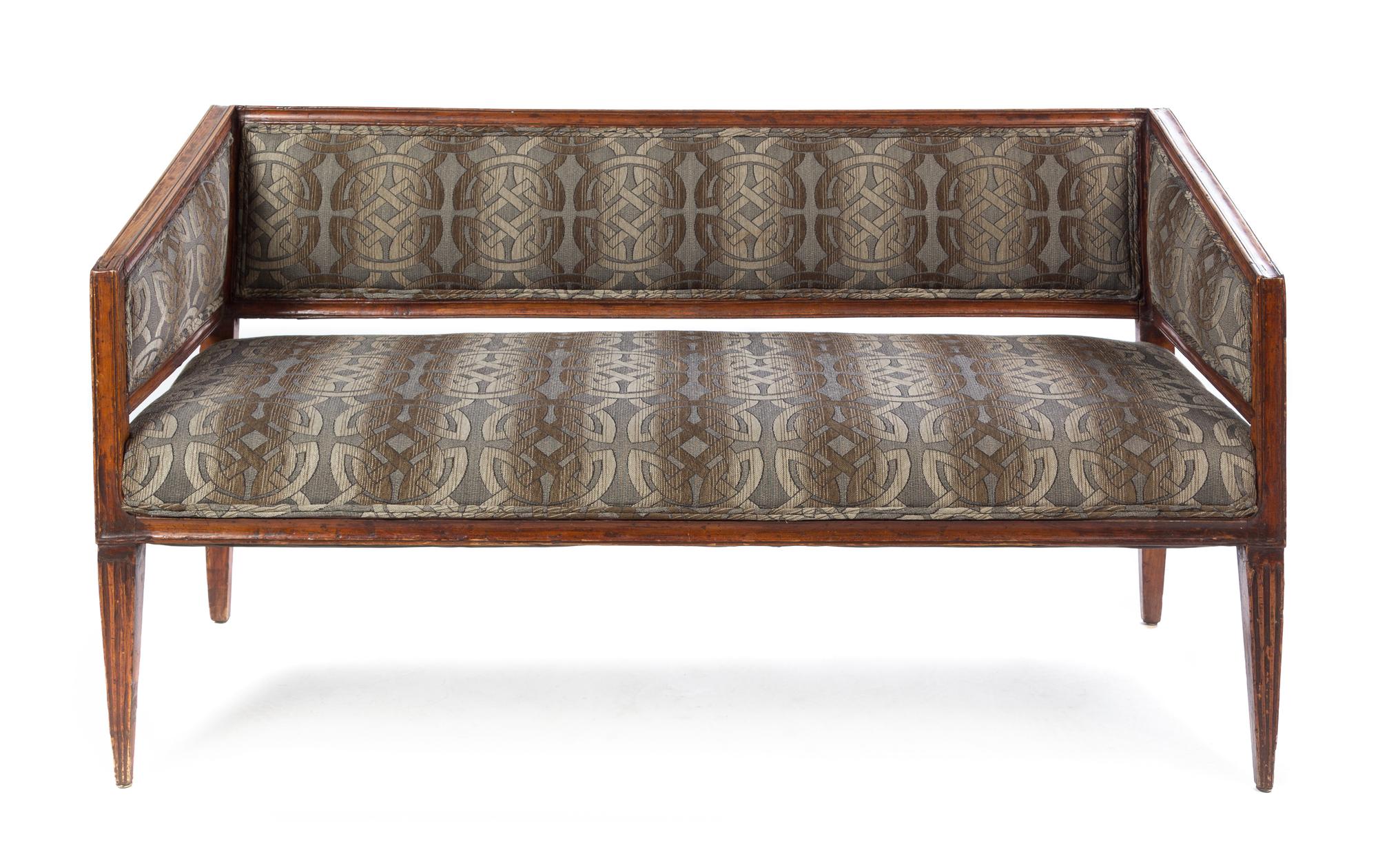 An Italian Walnut Settee Height 31 1/2 x width 59 3/8 x depth 23 3/4 inches. — 18TH CENTURY