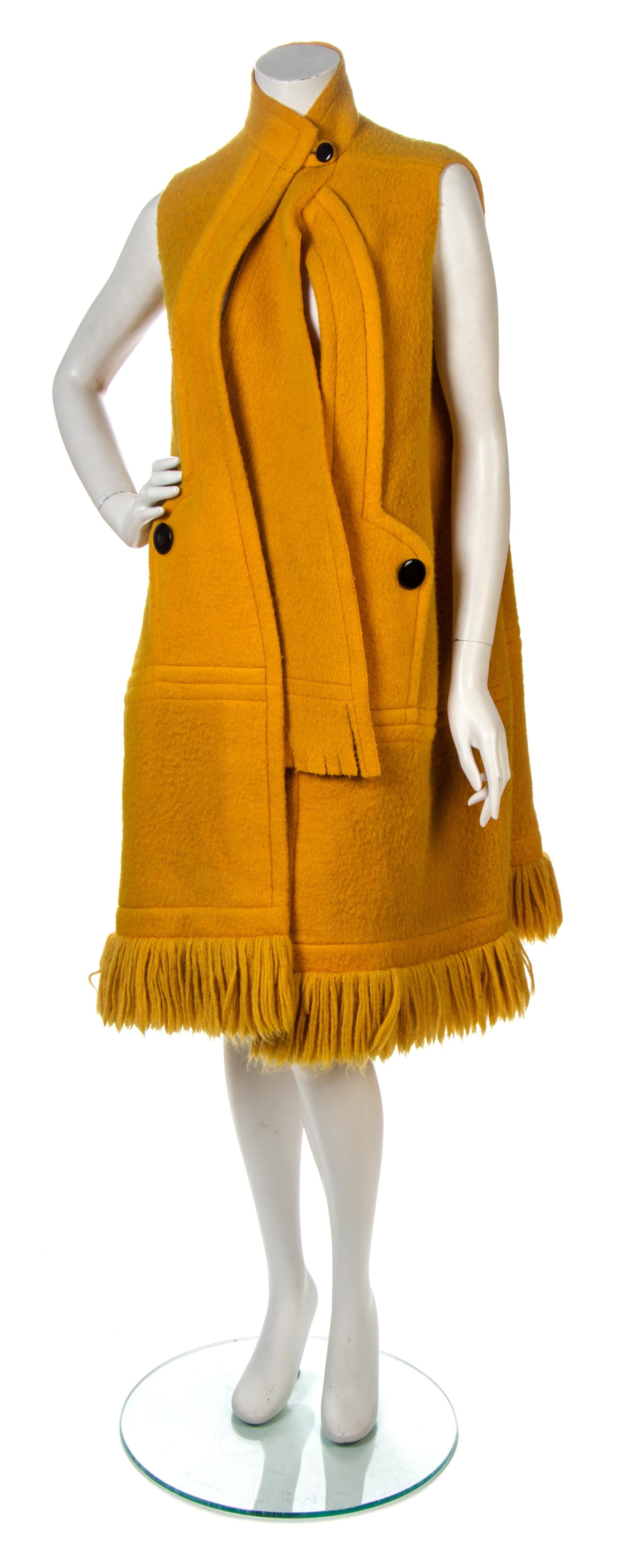 A Pierre Cardin Marigold Wool Sleeveless Cape,