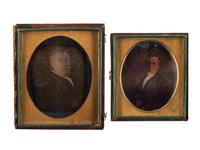 [EARLY PHOTOGRAPHY]. A group of 33 daguerreotypes, ambrotypes, tintypes, and CDVs of men of varying ages, including: