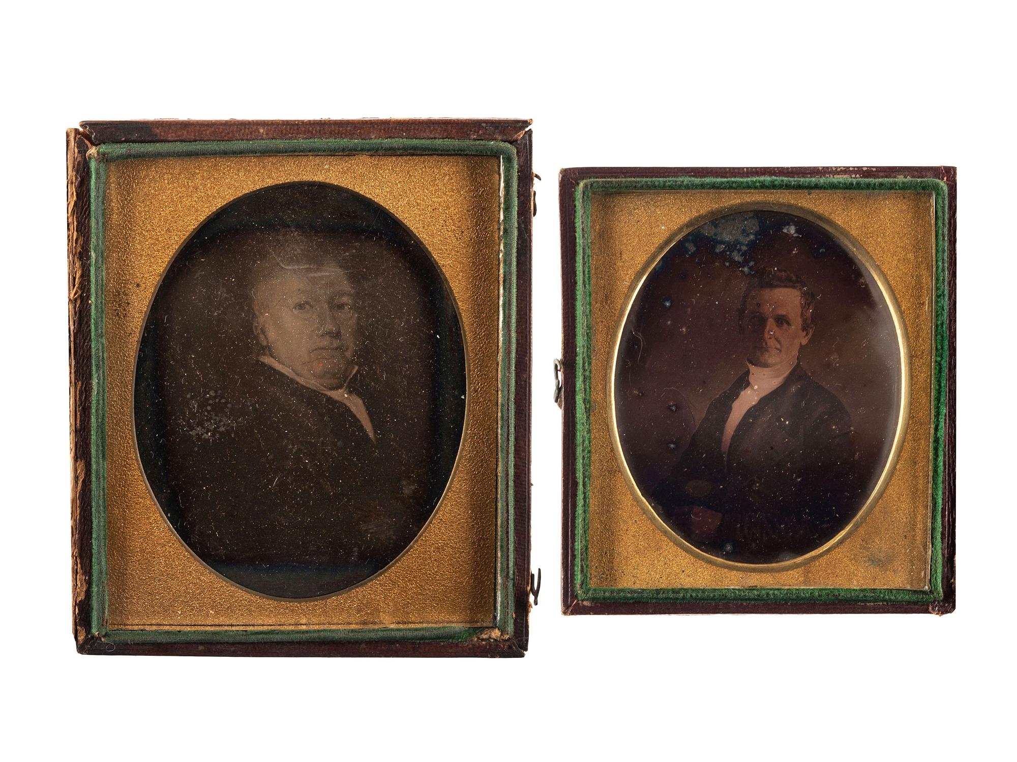 [EARLY PHOTOGRAPHY]. A group of 33 daguerreotypes, ambrotypes, tintypes, and CDVs of men of varying ages, including: