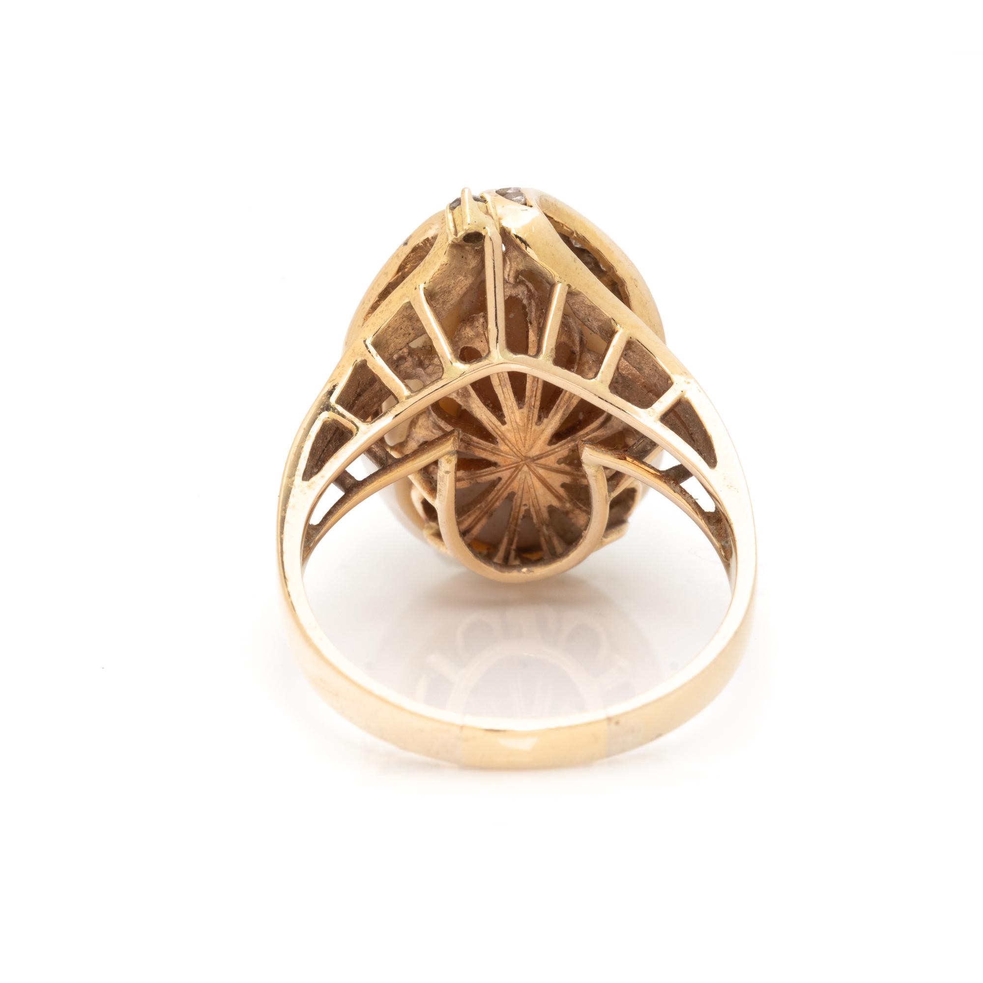 CULTURED PEARL AND DIAMOND RING