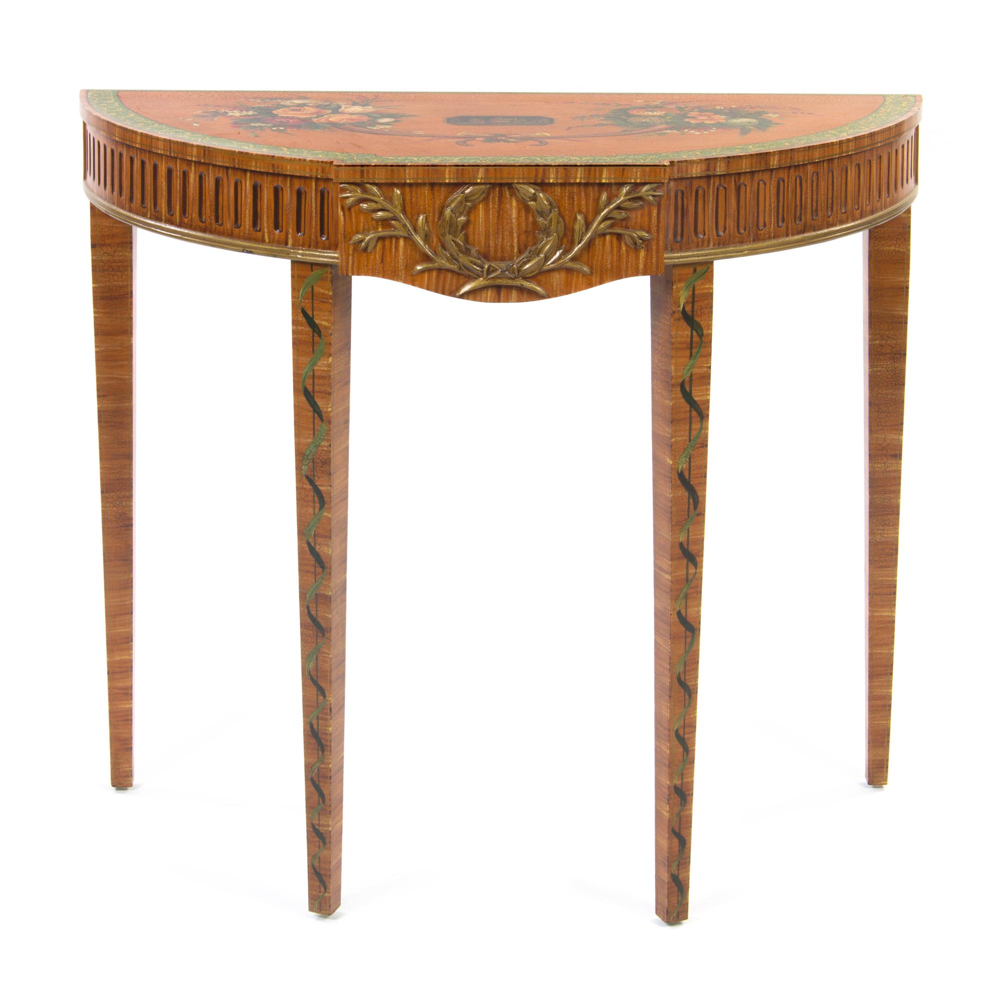 An Edwardian Style Console Table, Height 34 x width 40 1/2 x depth 18 1/2 inches.