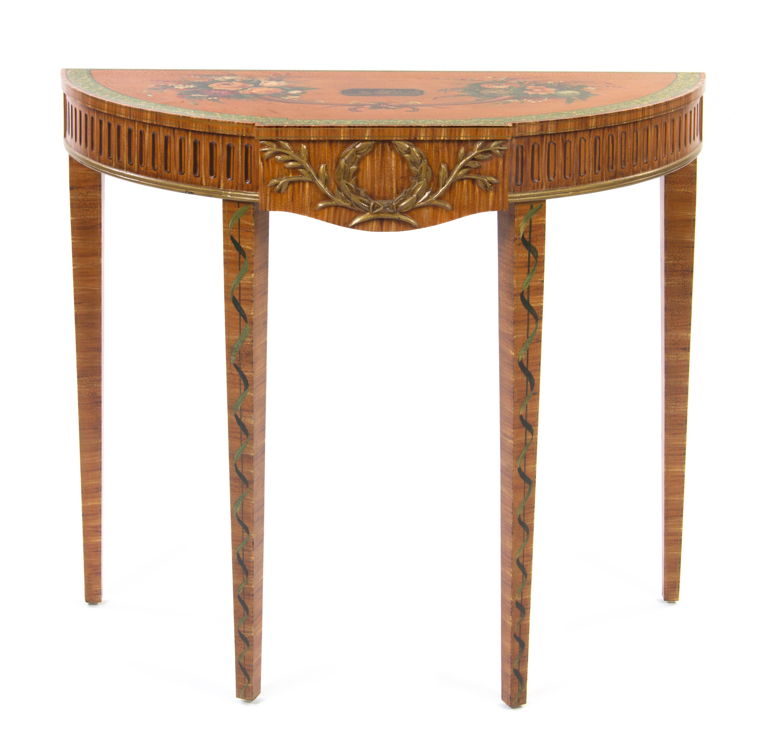 An Edwardian Style Console Table, Height 34 x width 40 1/2 x depth 18 1/2 inches.
