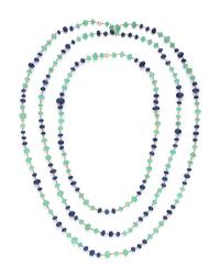 EMERALD AND SAPPHIRE CARVED BEAD NECKLACES