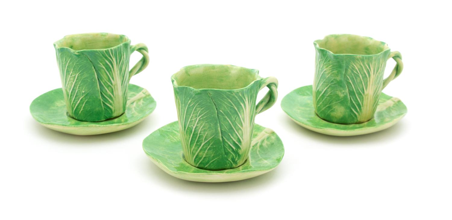 A Set of Ten Dodie Thayer Lettuceware Demitasse Cups and Saucers — 20TH CENTURY