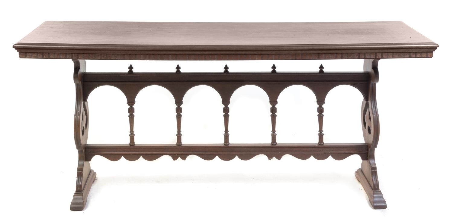A Jacobean Revival Hall Table Height 30 x depth 20 1/2 inches. — 20TH CENTURY