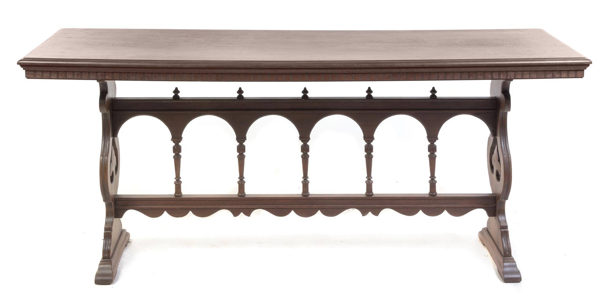 A Jacobean Revival Hall Table Height 30 x depth 20 1/2 inches. — 20TH CENTURY
