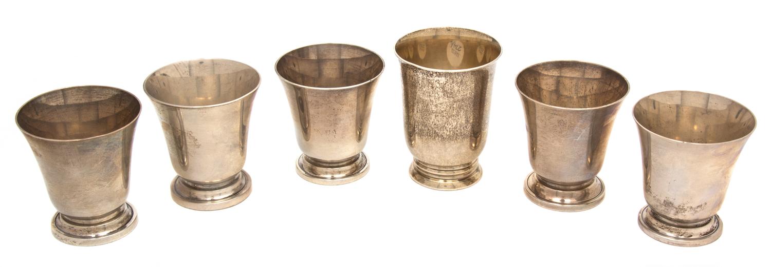 A Group of Silver Shot Glasses, , comprising: 5 by Totten-Sommer Co., Attleboro, MA, one by Royal Danish for Cartier.