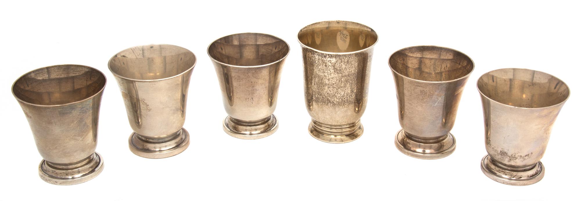 A Group of Silver Shot Glasses, , comprising: 5 by Totten-Sommer Co., Attleboro, MA, one by Royal Danish for Cartier.