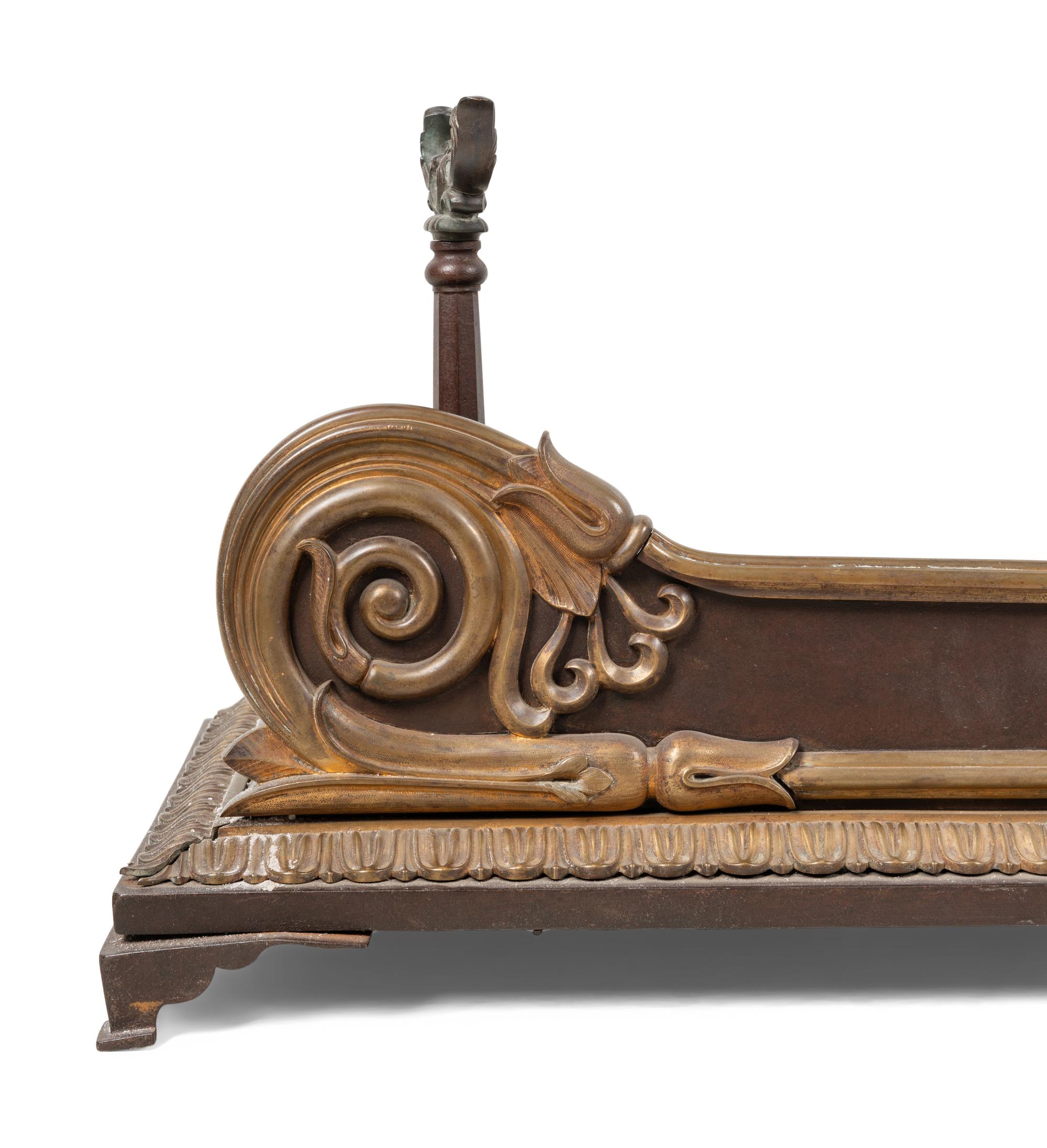 An Empire Style Gilt Bronze Fireplace Fender