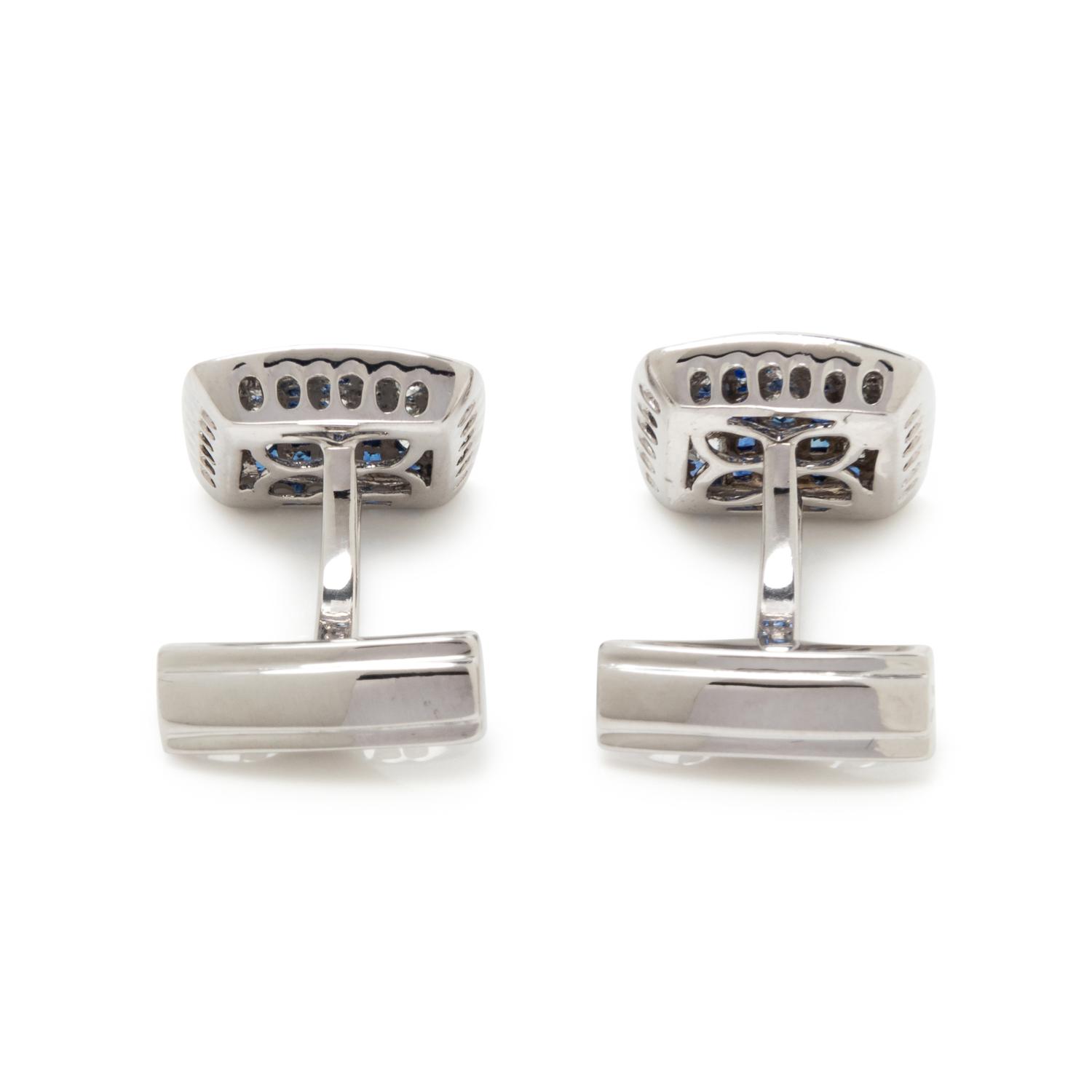 SAPPHIRE AND DIAMOND CUFFLINKS