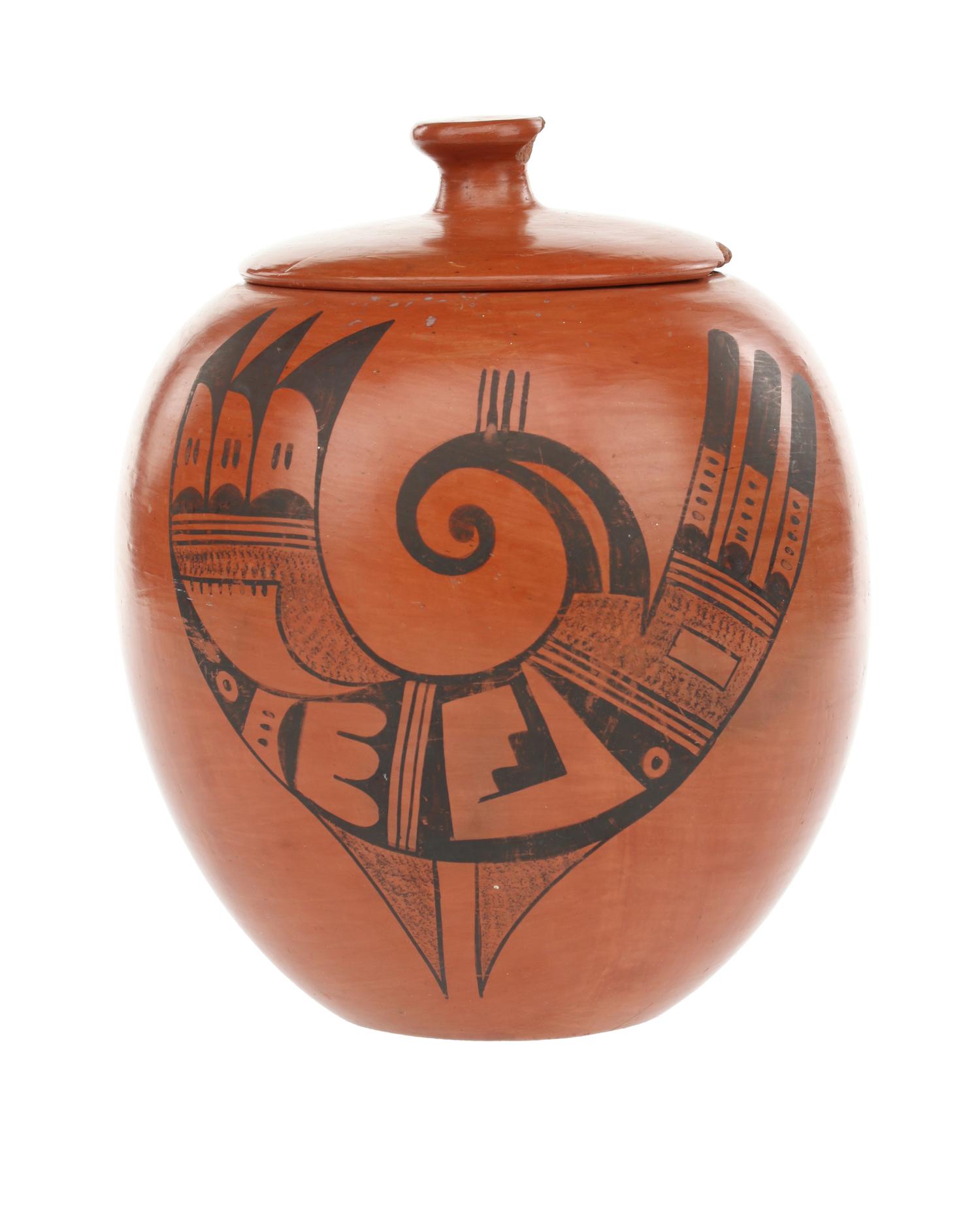 A Redware Lidded Jar by Sadie Adams