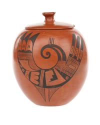 A Redware Lidded Jar by Sadie Adams