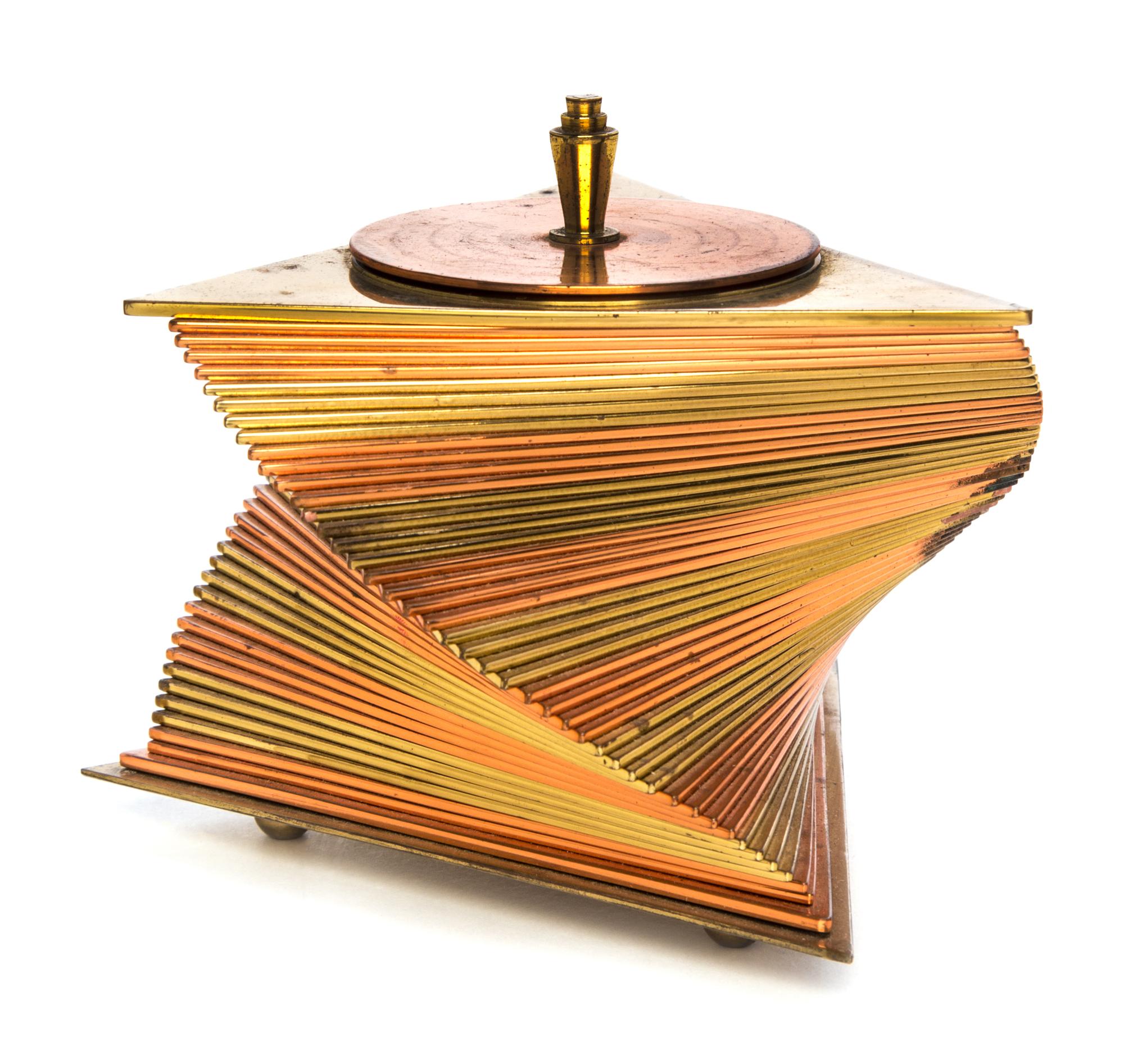 An Art Deco Copper and Brass Lidded Box Height 5 inches. — JOHN OTAR, CIRCA 1920s