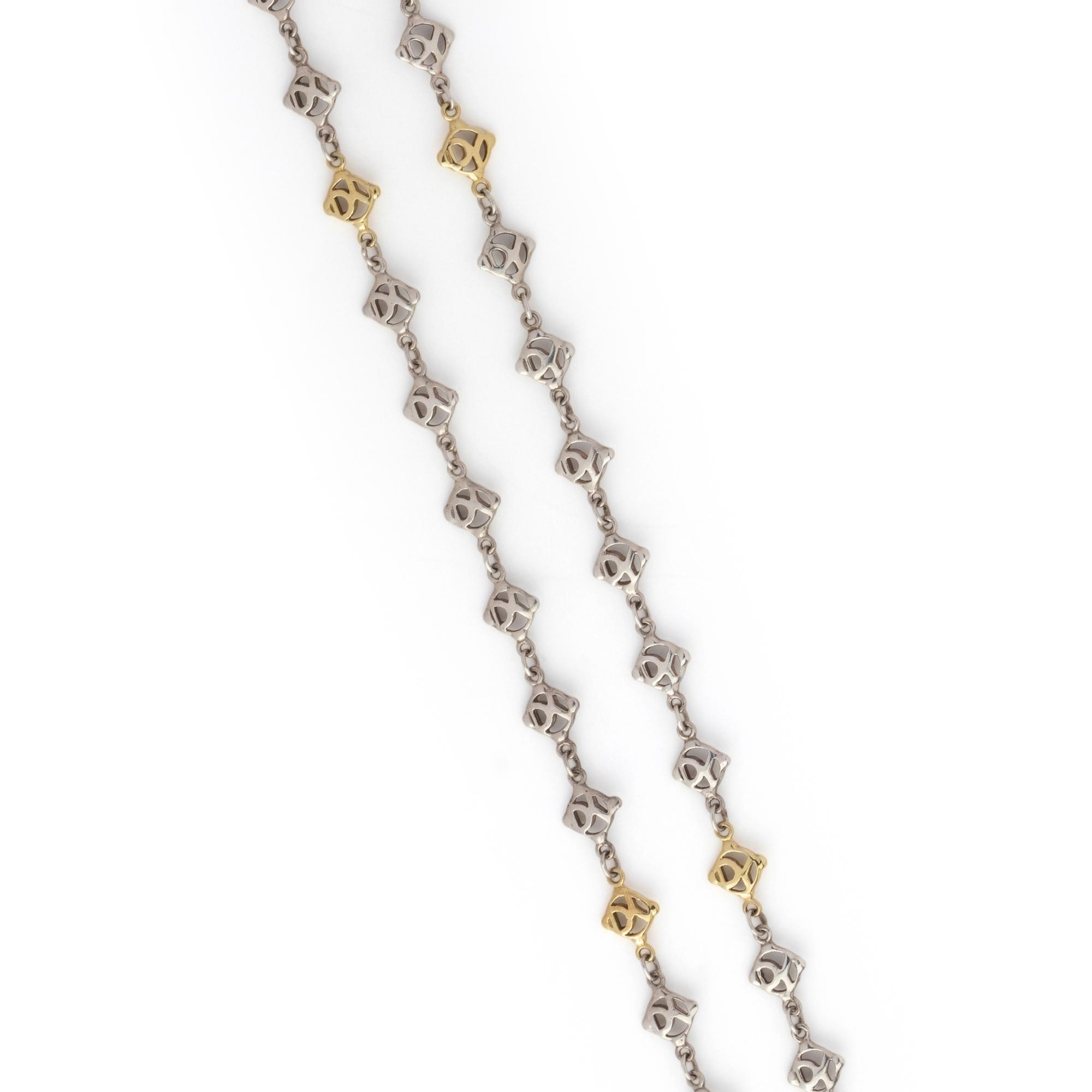 DAVID YURMAN, STERLING SILVER AND YELLOW GOLD LONGCHAIN NECKLACE