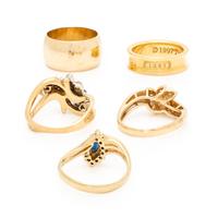 Five Yellow Gold Rings