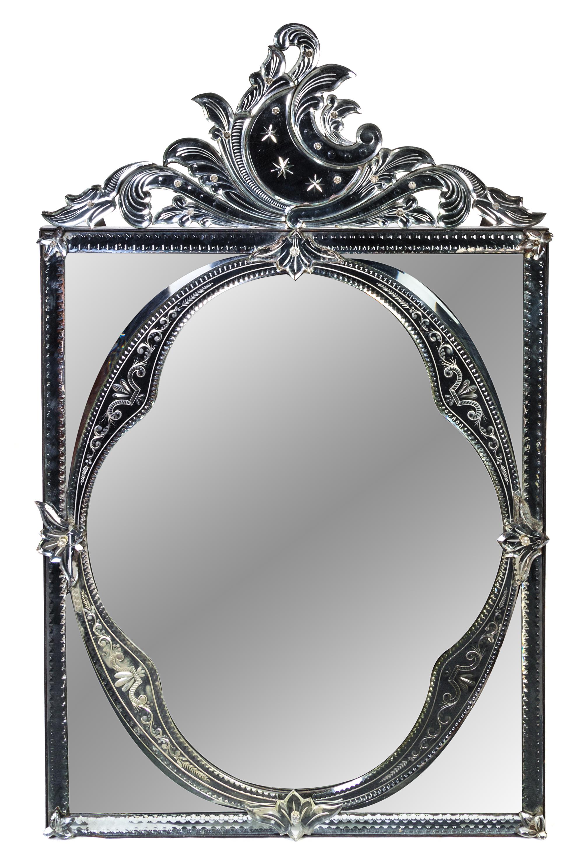 A Venetian Glass Mirror Height 47 1/4 x width 28 1/4 inches. — 20TH CENTURY