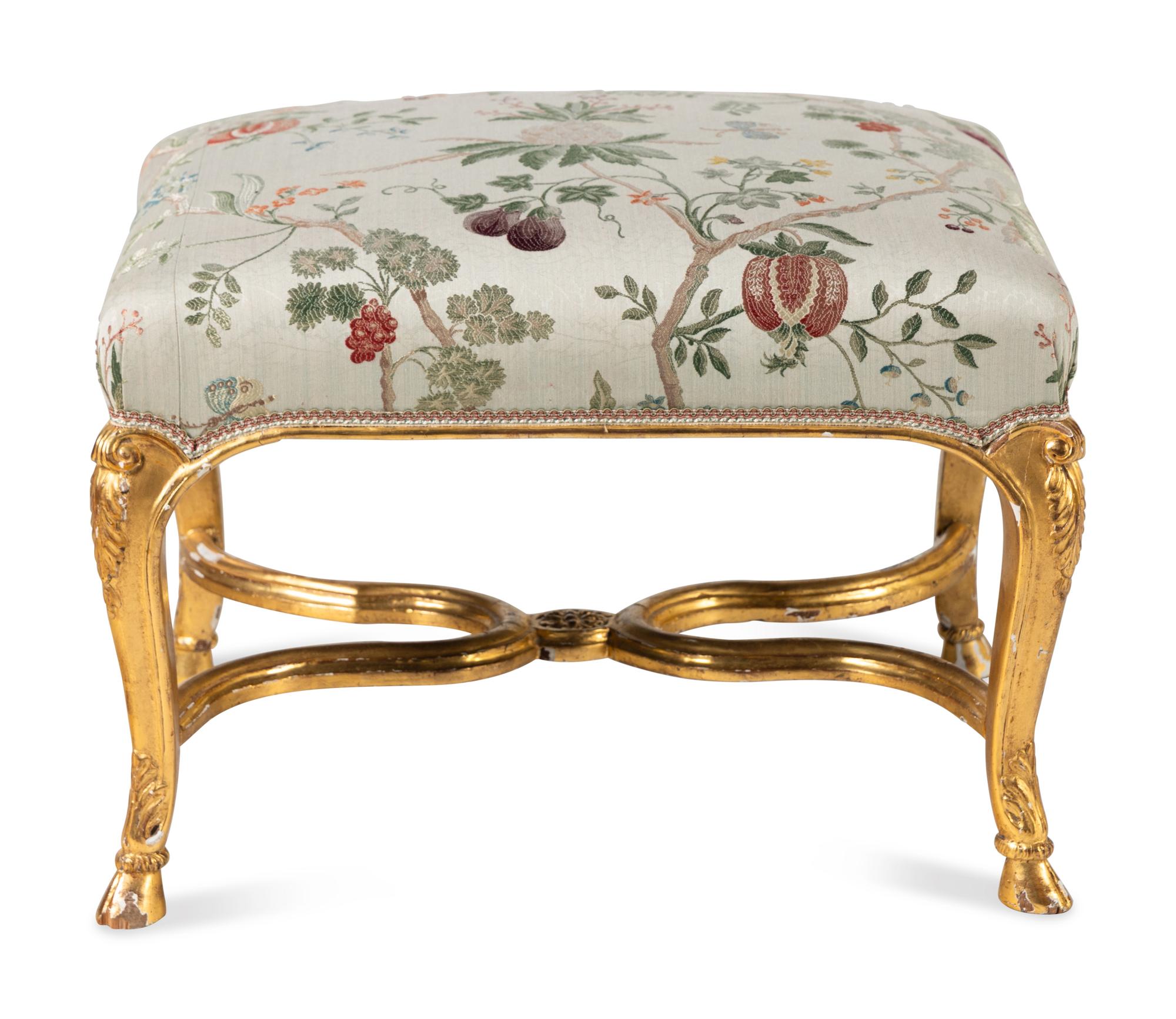 A Louis XV Style Giltwood Tabouret