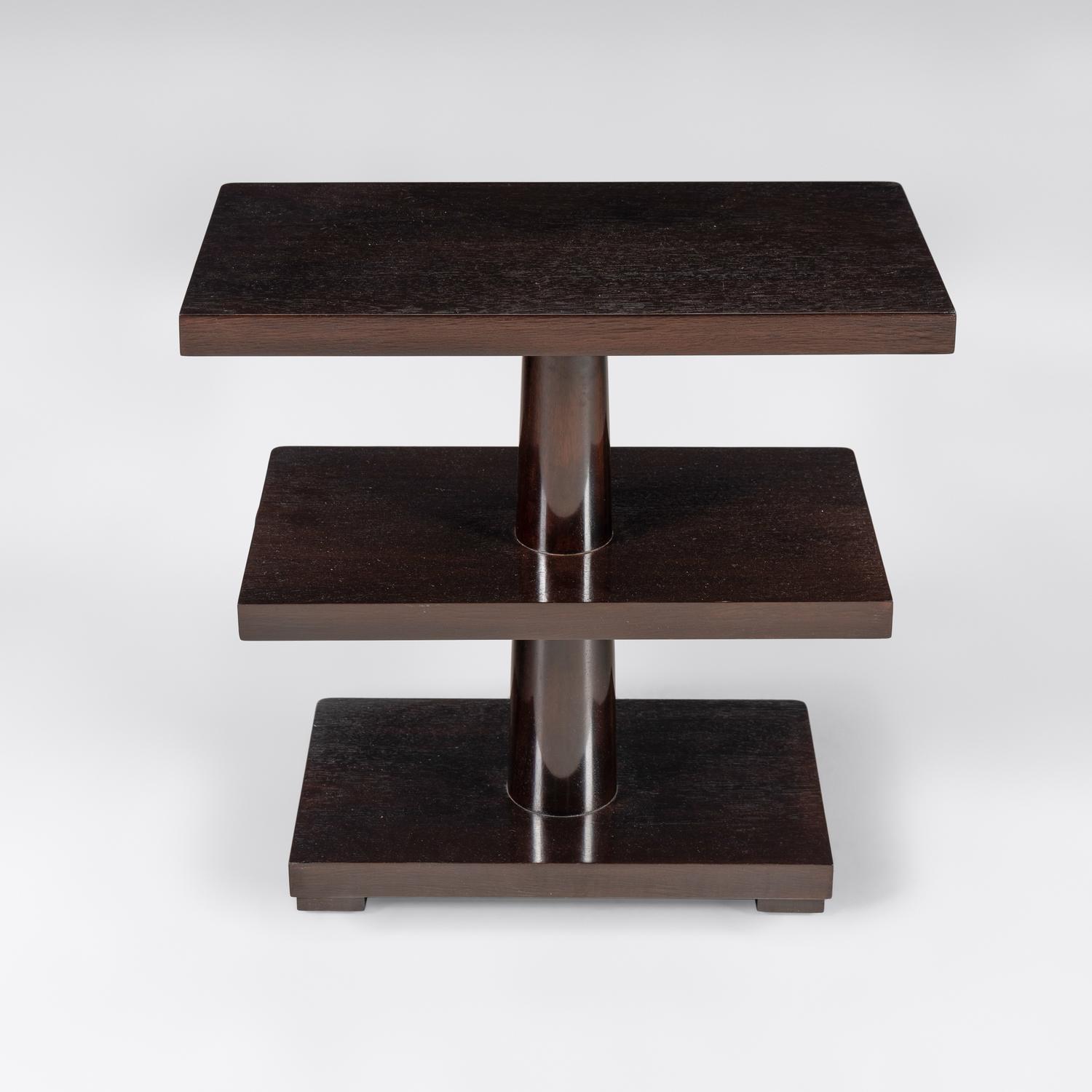 Three-Tier Art Deco Style Hardwood Side Table