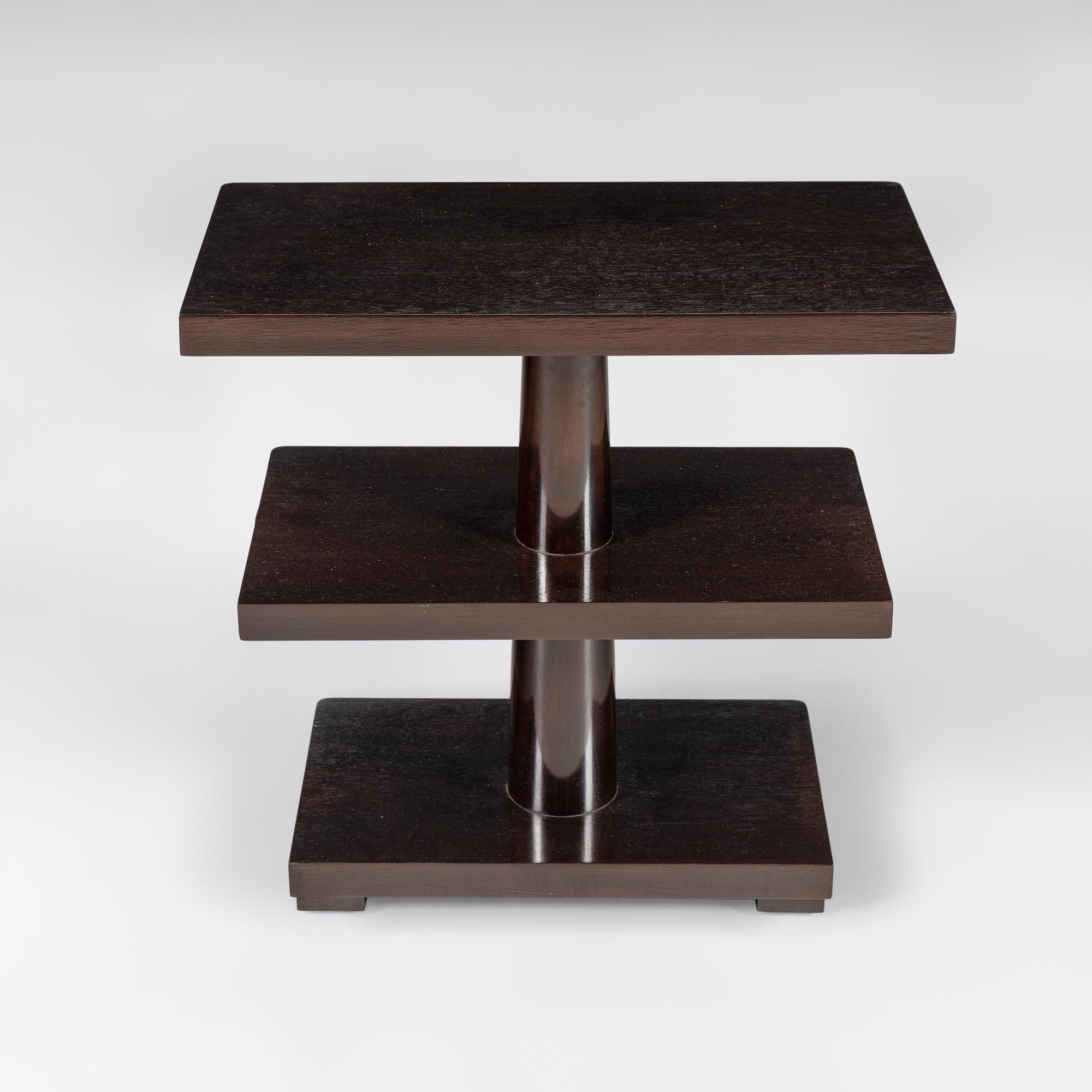 Three-Tier Art Deco Style Hardwood Side Table
