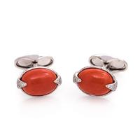 Coral and Diamond Cufflinks