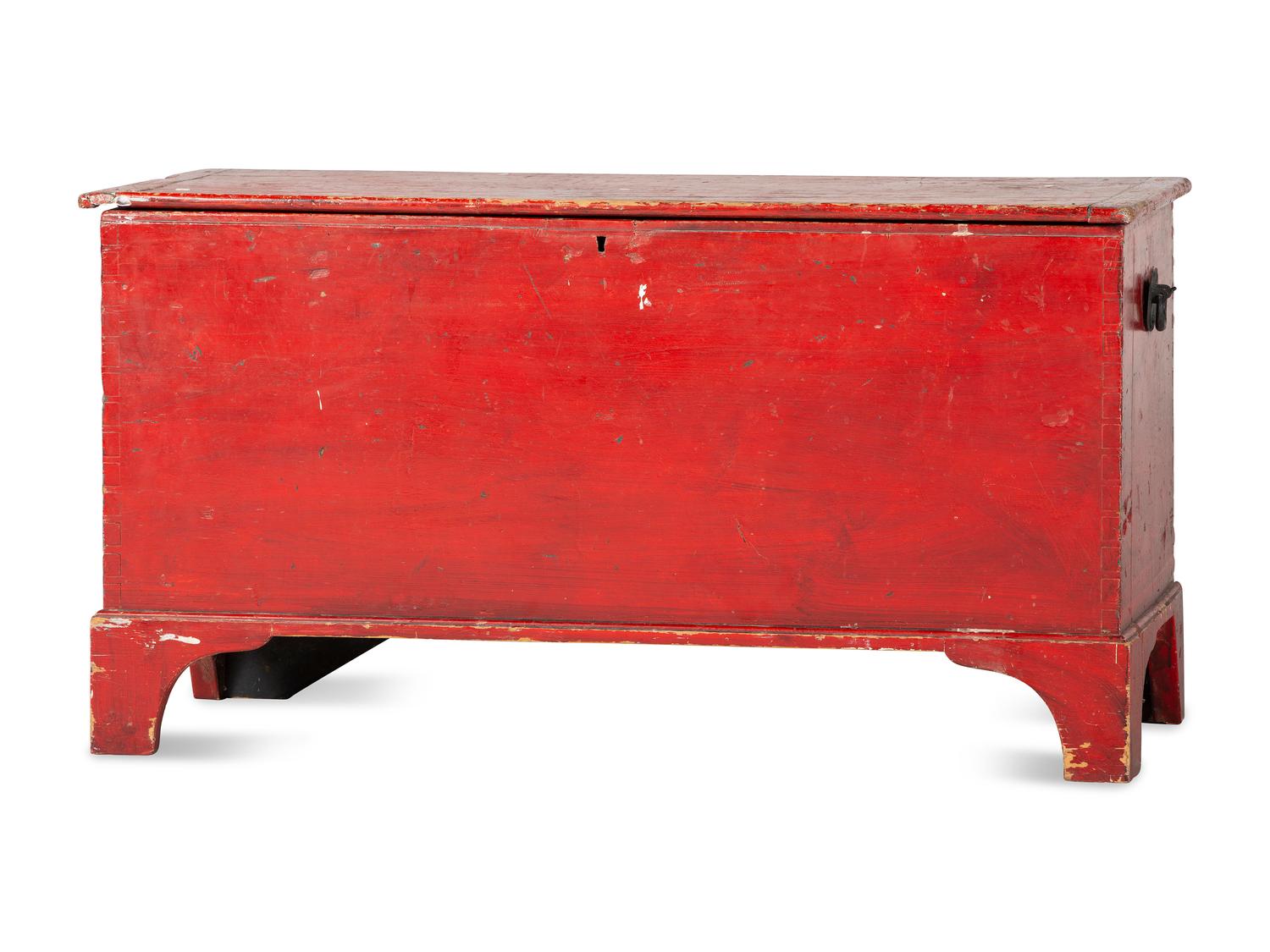 A Federal Red-Painted Poplar Blanket Chest