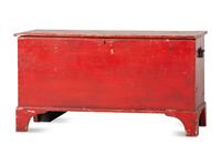 A Federal Red-Painted Poplar Blanket Chest