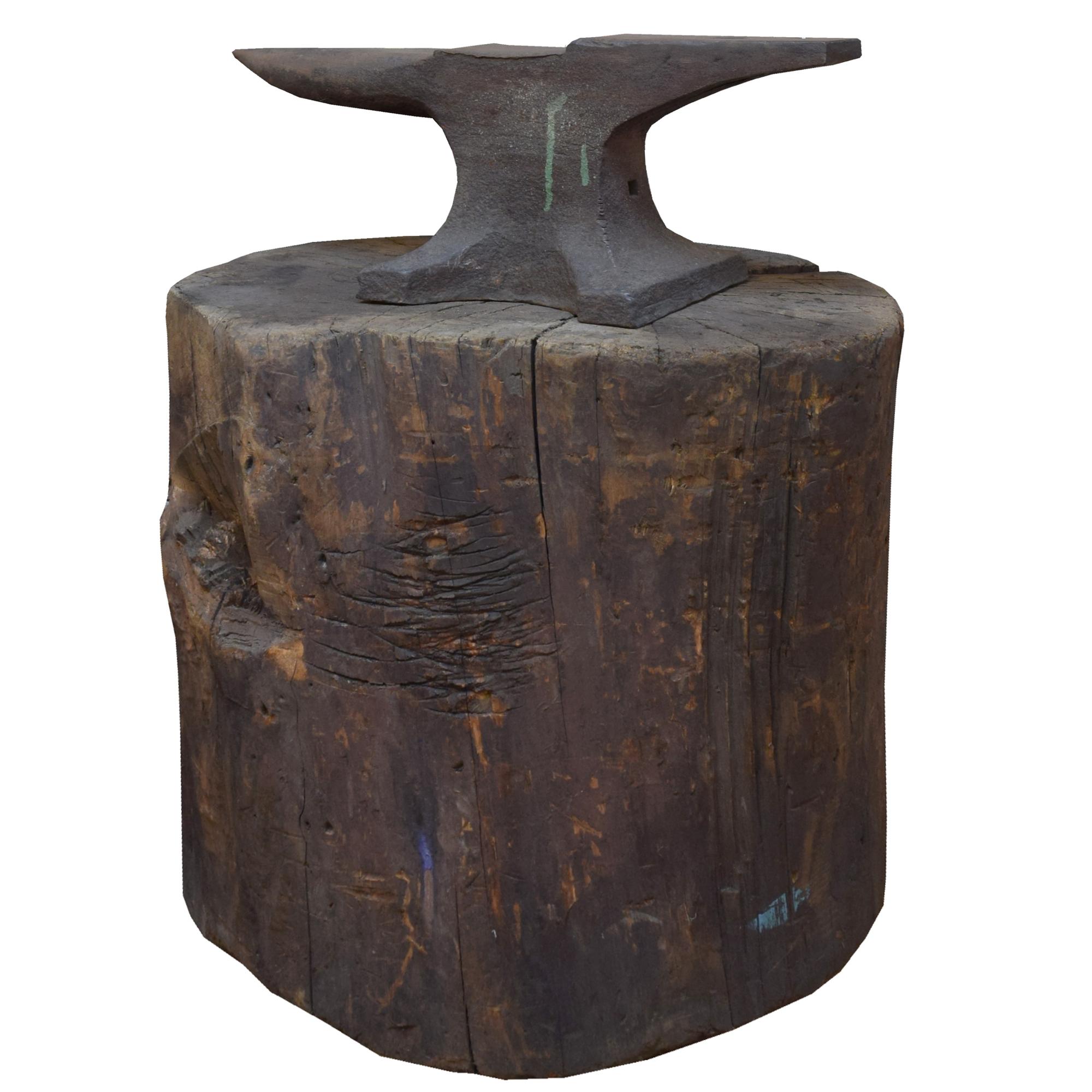 An Industrial Anvil on a Wood Base 26.5" W x 22" D x 33.5" H — United States, 19th Century