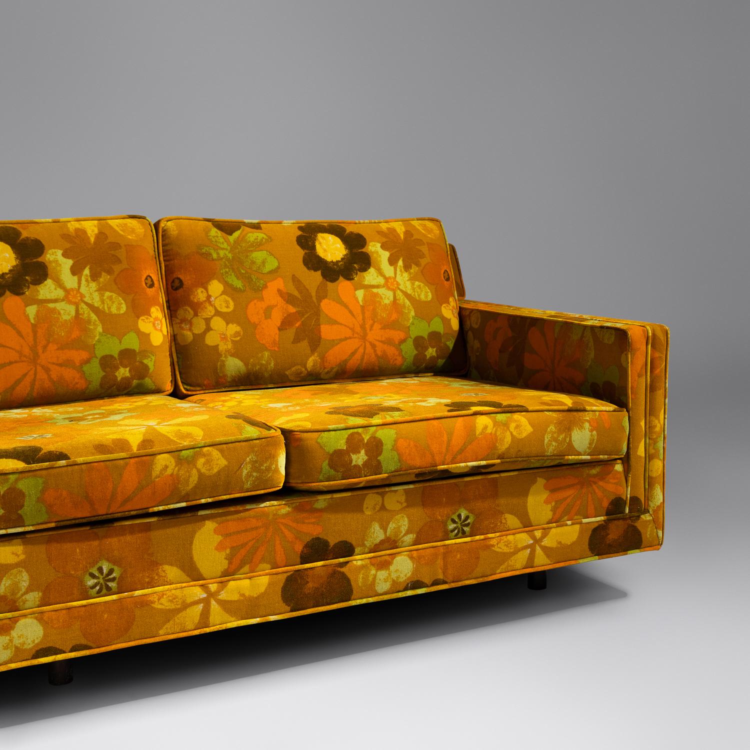 Tuxedo sofa in Jack Lenor Larsen velvet