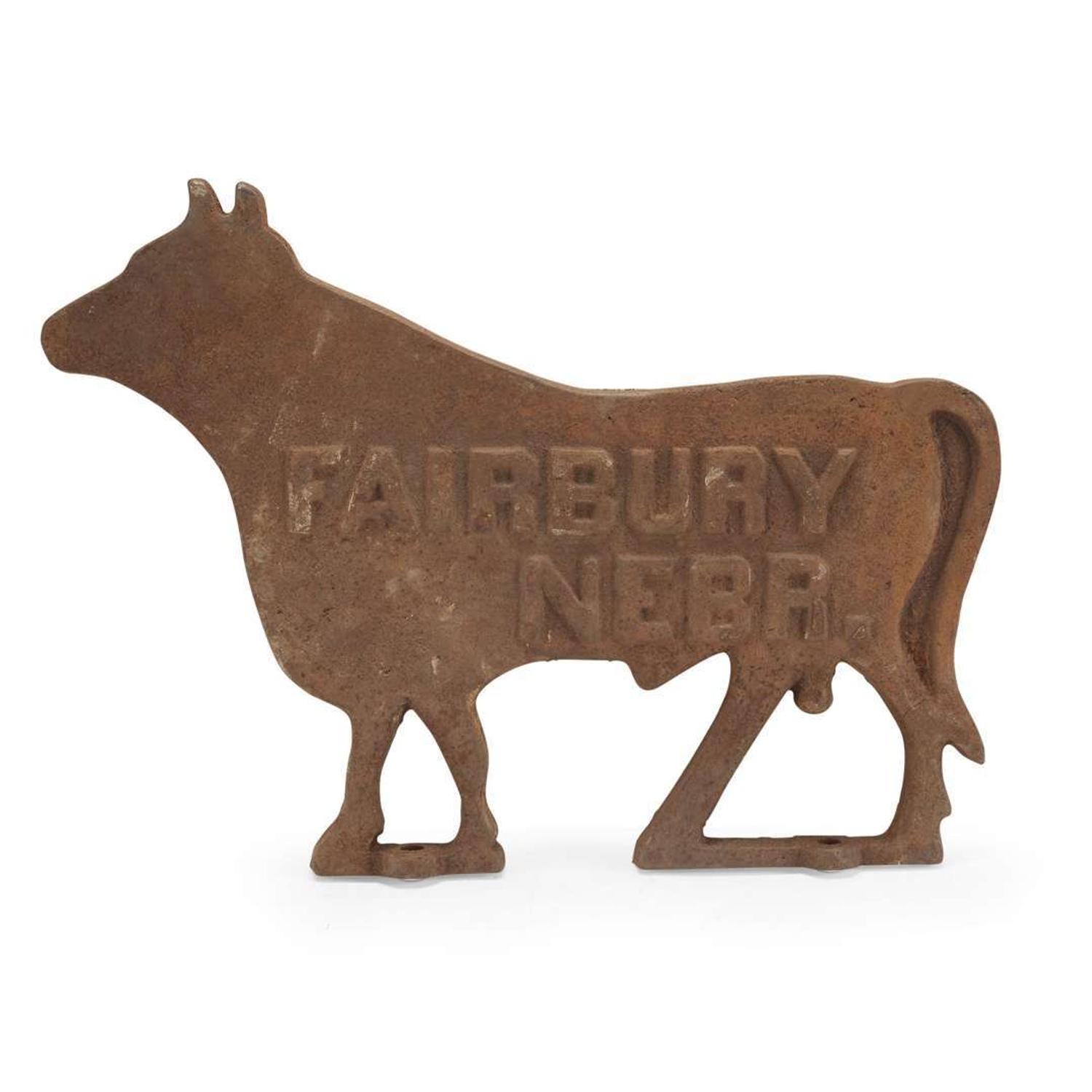 Cast iron "Fairbury Nebraska" bull windmill weight late 19th century