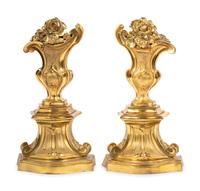 A Pair of Régence Style Gilt Bronze Chenets