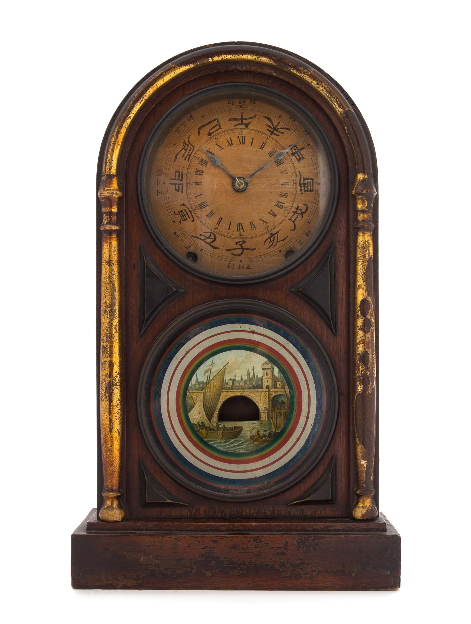 An American Chinese Market Mantel Clock Height 17 1/2 inches. — SETH THOMAS, 19TH CENTURY