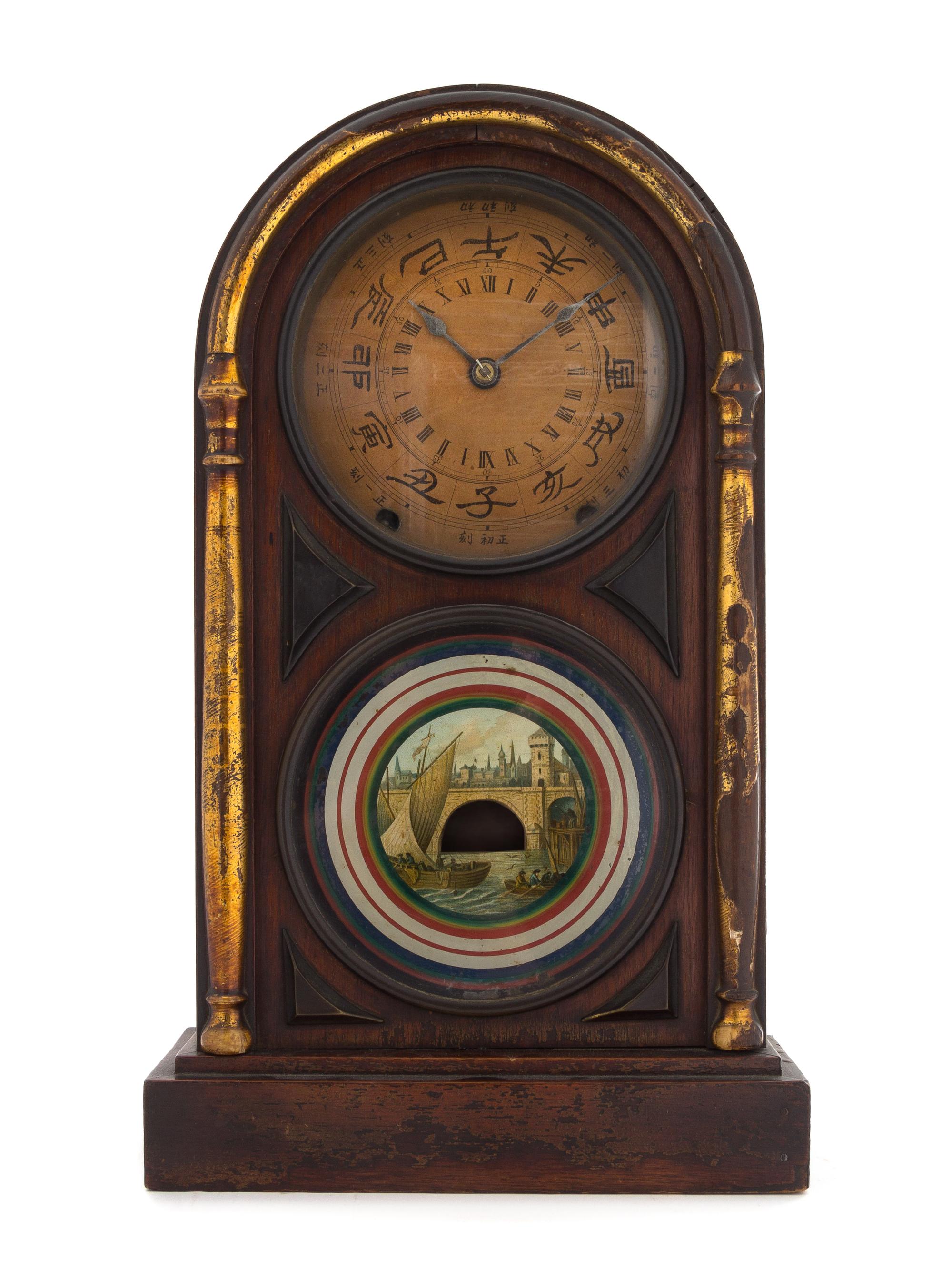 An American Chinese Market Mantel Clock Height 17 1/2 inches. — SETH THOMAS, 19TH CENTURY