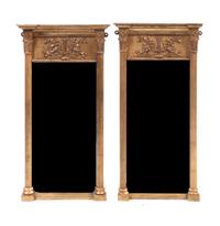 A Pair of American Federal Giltwood Mirrors, Height 31 1/2 x width 16 3/4 inches.