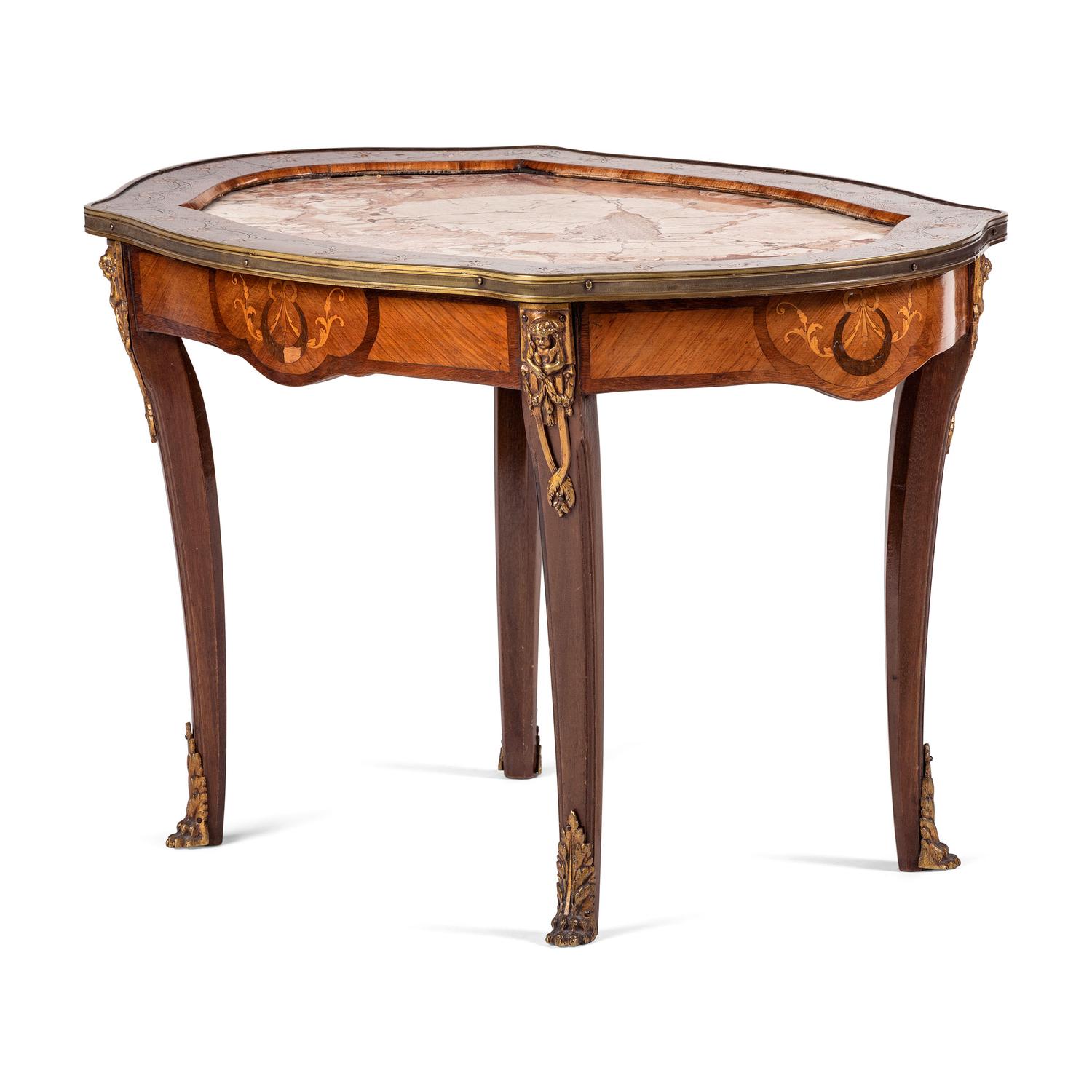 A Louis XV-style Side Table with Marble Top
