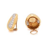 MONTREAUX, YELLOW GOLD, PLATINUM AND DIAMOND EARCLIPS