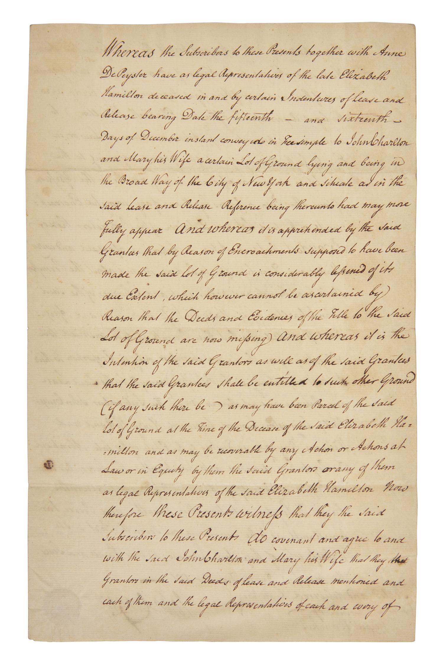 [Americana] [Declaration of Independence] Livingston, Philip. Manuscript Document, signed