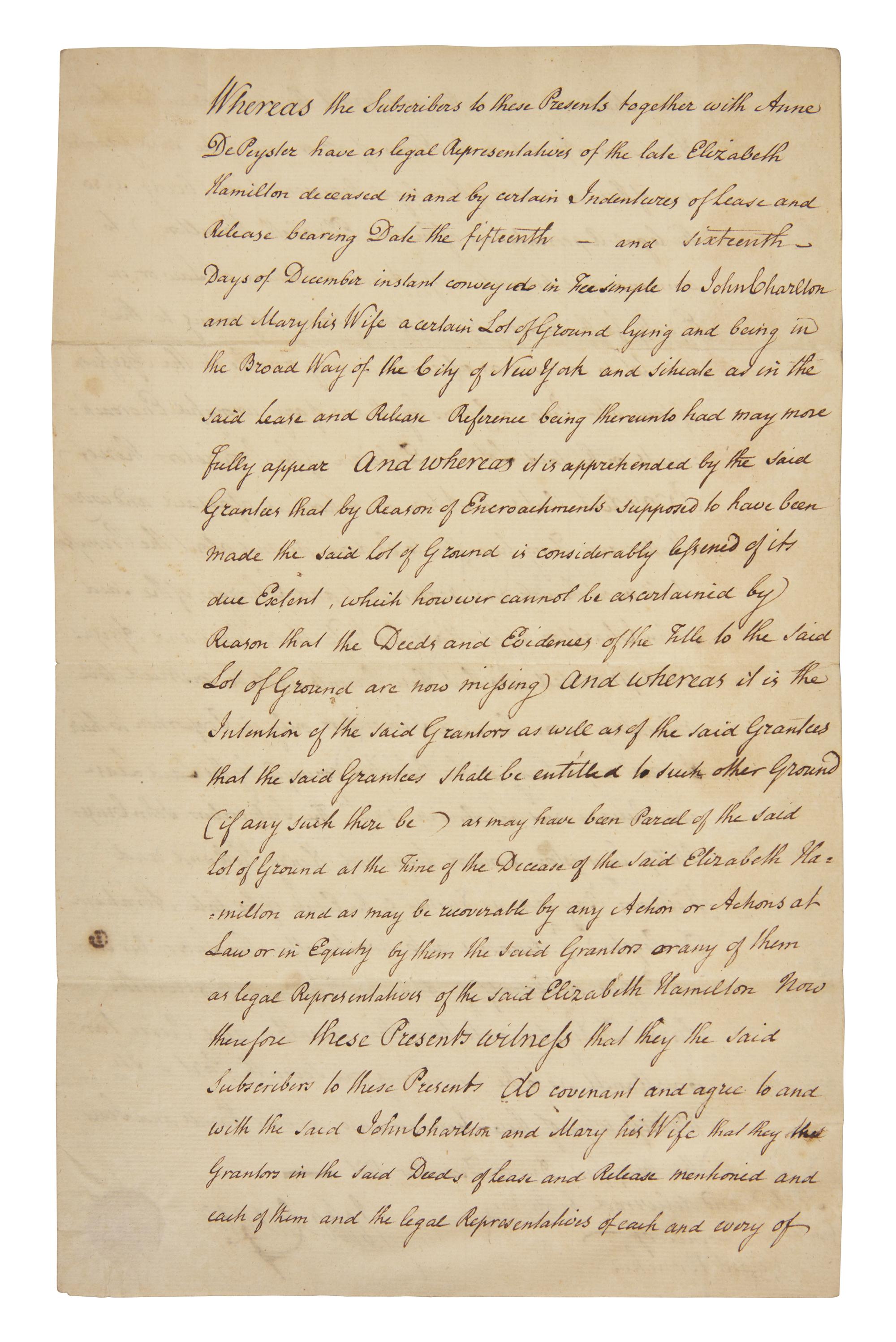 [Americana] [Declaration of Independence] Livingston, Philip. Manuscript Document, signed