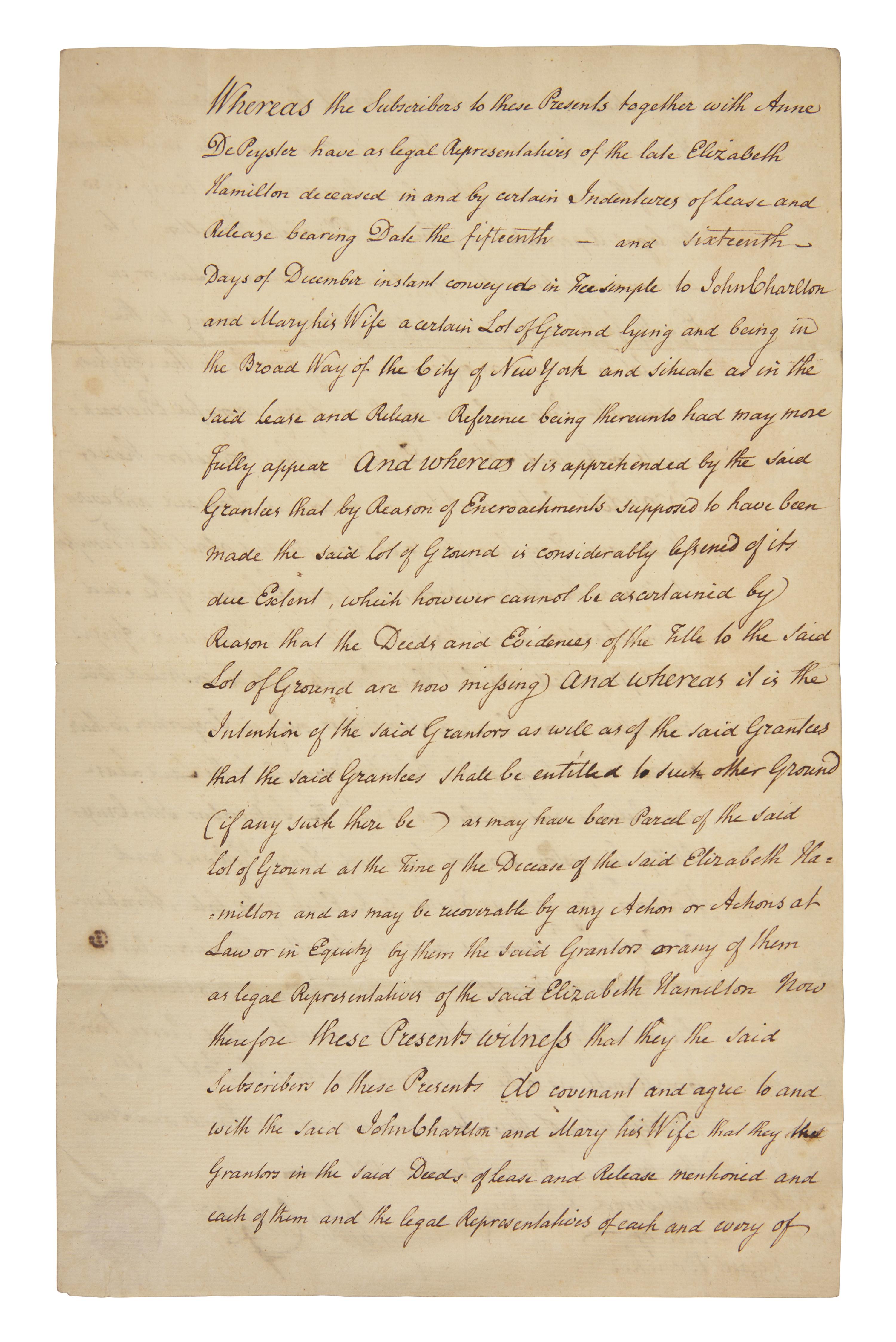 [Americana] [Declaration of Independence] Livingston, Philip. Manuscript Document, signed