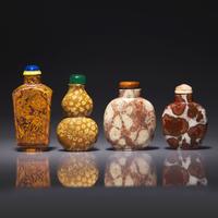 Four Chinese Specimen Mineral Snuff Bottles 礦石鼻烟壺四支