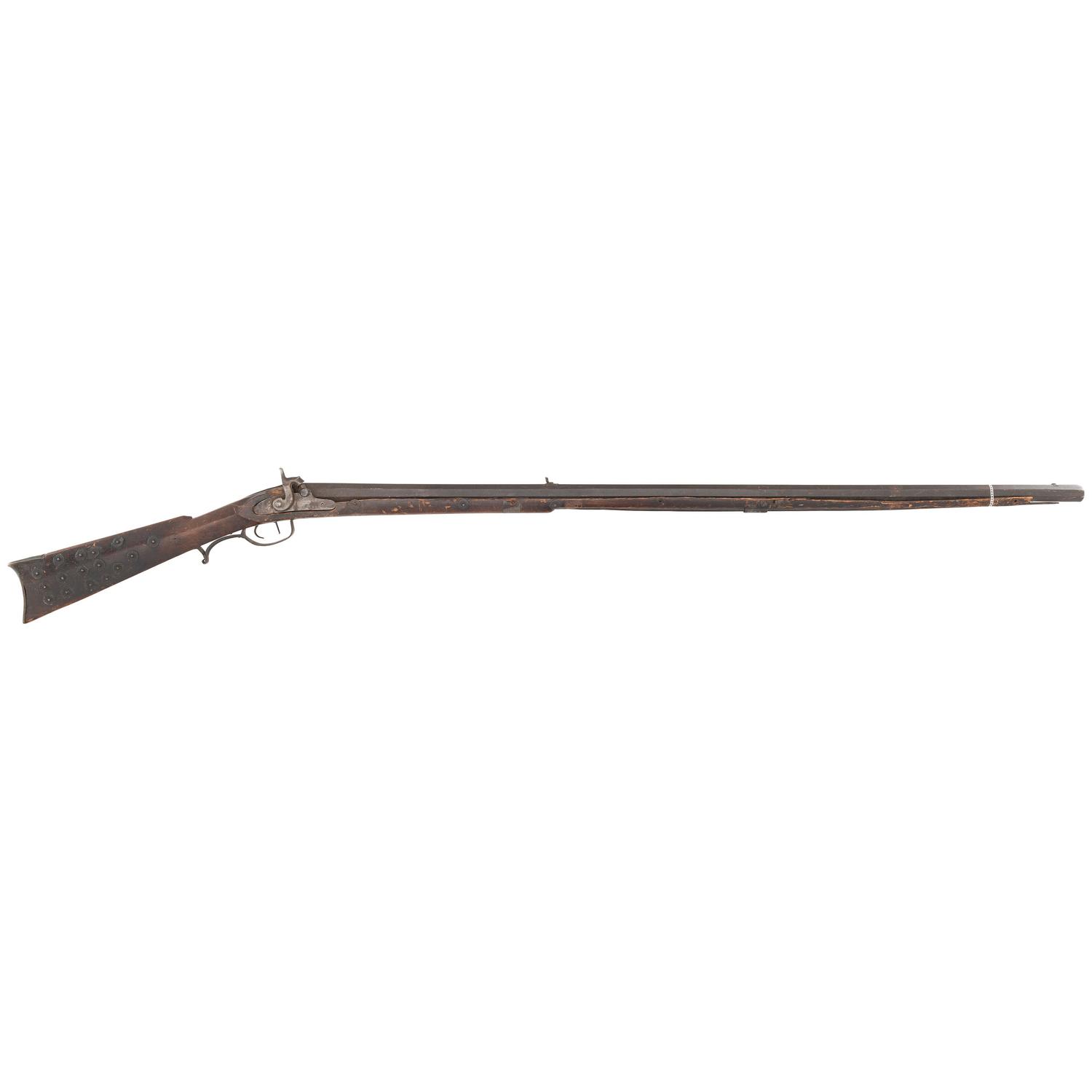 Fullstock Percussion Rifle by Conestoga Rifle Works with Applied "Hancock Richmond" Tobacco Tag Decorations