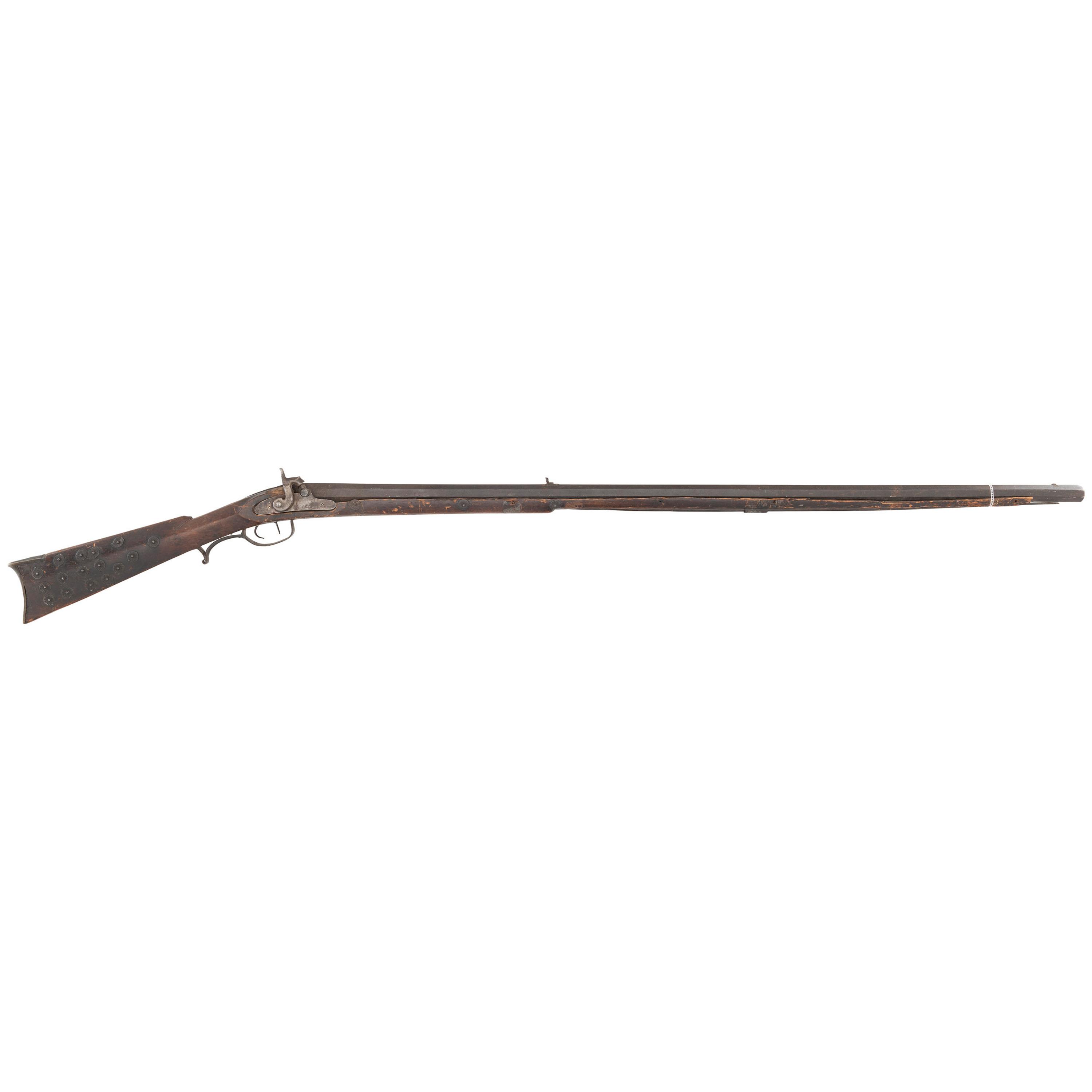 Fullstock Percussion Rifle by Conestoga Rifle Works with Applied "Hancock Richmond" Tobacco Tag Decorations