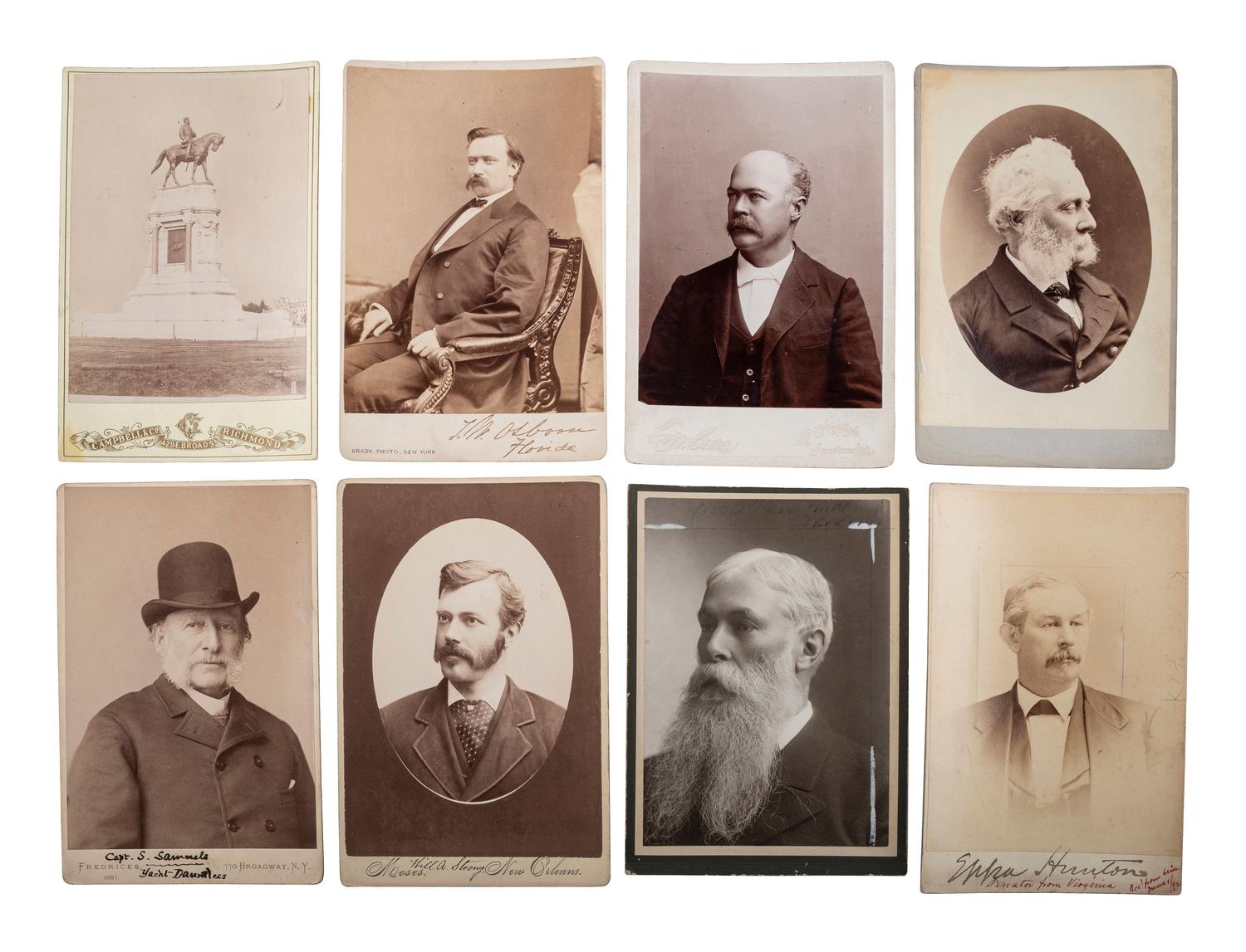 A collection of 31 cabinet cards featuring 19th century military and political subjects, including: