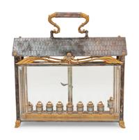 A Yossi Swed Silver, Silver-Gilt and Glass Menorah